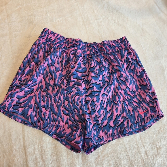 Nike One Kids' Training Shorts - Pink & Blue Animal Print - Size Large Dri-Fit - Picture 2 of 10